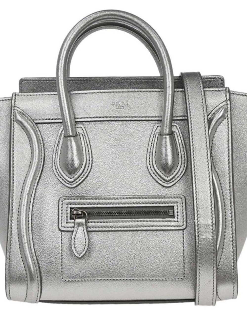 Celine Silver Lambskin Nano Luggage Tote Bag S-CU-4158 188383
